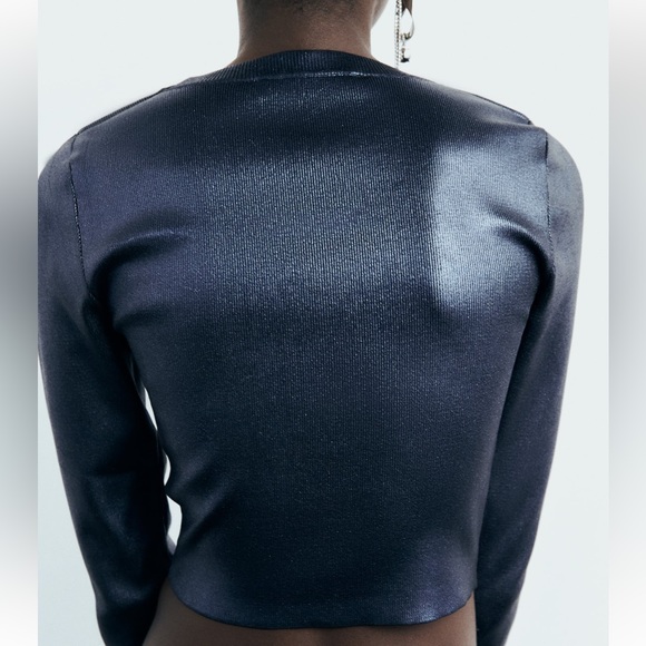 ZARA FOIL KNIT CROP TOP - Picture 5 of 8